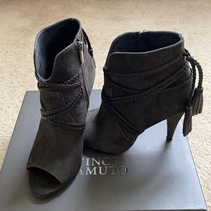 Vince Camuto Dark Grey Suede Booties w/ Tassels